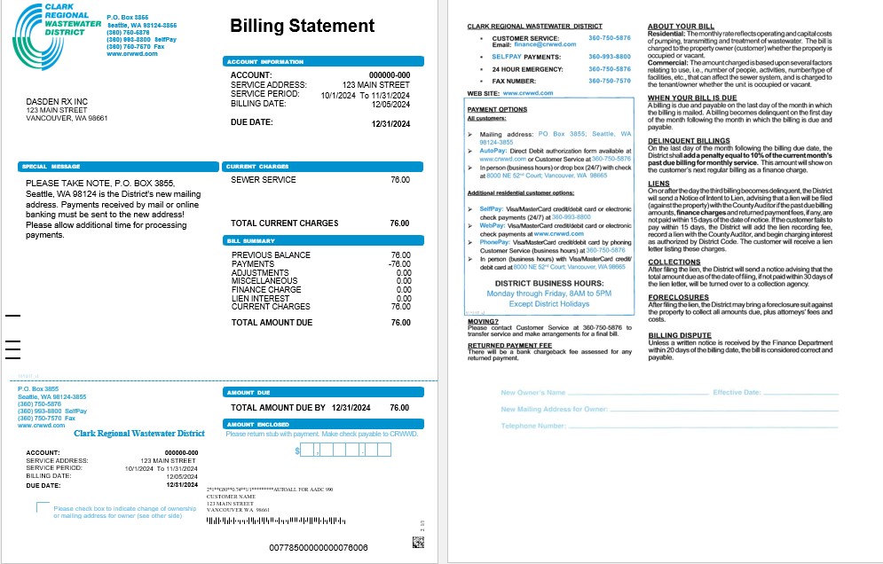 USA CRWWD business utility bill Word and PDF template PSD template